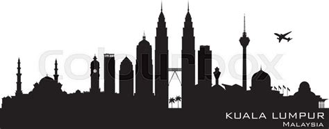 Kuala lumpur line travel illustration, landmarks. Kuala Lumpur Malaysia skyline Detailed ... | Stock vector ...