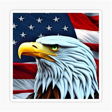 American Bald Eagle Flag Sticker For Sale By Fabianstarr Redbubble