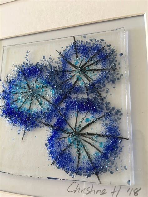 Abstract Fused Glass Art Flower Scene Etsy Uk Fused Glass Art