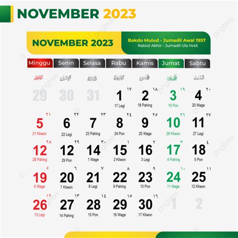 Kalender 2023 年 11 月 Lengkap Dengan Hari Nasional Dan Tanggal Hijriyah
