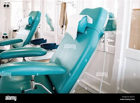 Blood donor chair in medical laboratory. International Blood Donation