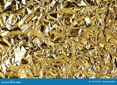 Crumpled Golden Foil Shining Texture Background Bright Shiny Gold