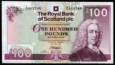 How much money is printed each day? The Royal Bank of Scotland banknotes 100 Pounds Note 1999 Lord Ilay & Balmoral Castle|World ...