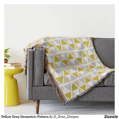 Yellow Grey Geometric Pattern Throw Blanket Throw