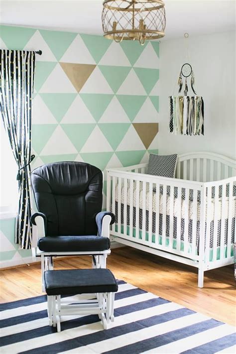 Very Simple But Beautiful Modern Mint Black And White Nursery With