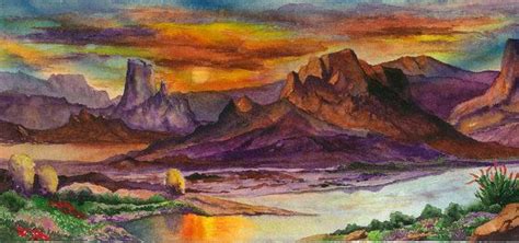 Desert Sunset Southwest Landscape Painting Print From