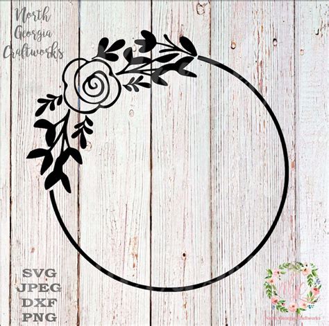 Rose Circle Frame Design Cut File Svg Floral Flower Monogram Etsy