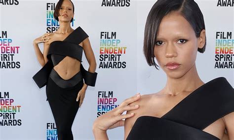 2023 Film Independent Spirit Awards Taylor Russell Wows In A Midriff Baring Gown In Santa