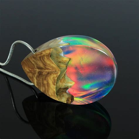 Lustrous Opal Jewelry Made Of Wood And Resin Reflects The Beauty Of