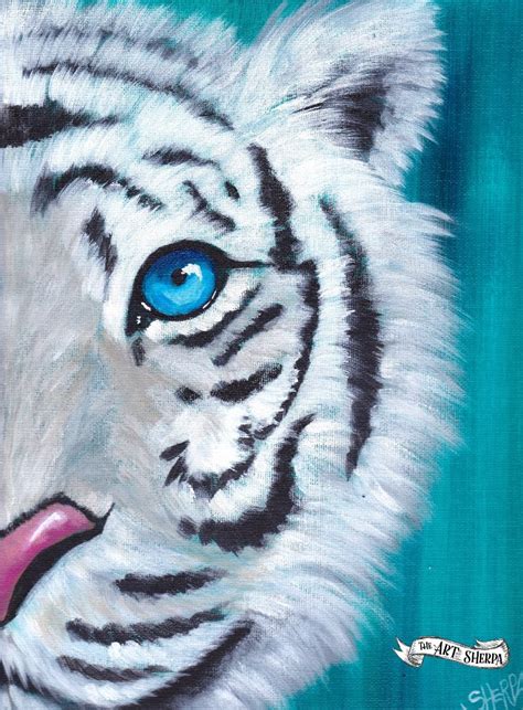 White Tiger Easy Acrylic Painting Tutorial For Beginners Step By Step