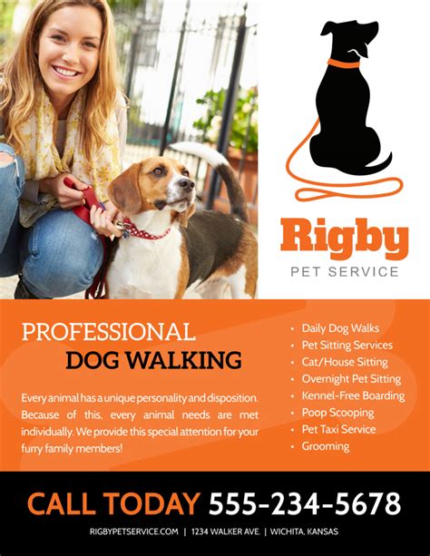 Ready When You Are Dog Walking Flyer Template