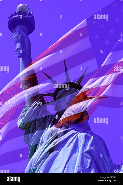 Montage Statue Liberty American Flag Hi Res Stock Photography And