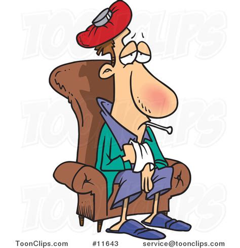 Cartoon Sick Guy Sitting In A Chair 11643 By Ron Leishman