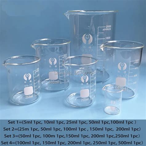 High Quality 1set Lab Borosilicate Glass Beaker All Sizes Chemical