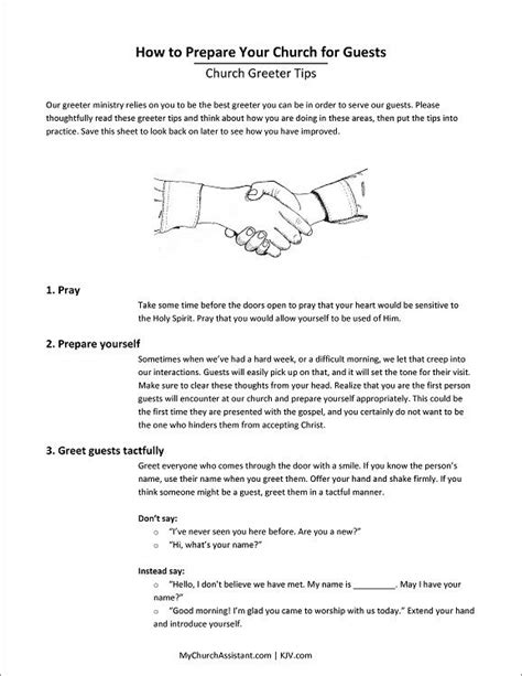 Church Greeter Tips Handout Ministry Resources Greeters