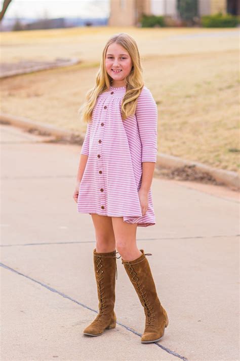 Dress For Girls And Tweens With Knee High Boots Thanksgiving Fashion