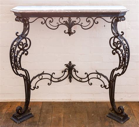 French Wrought Iron Console With Marble Top Tables Console And Hall