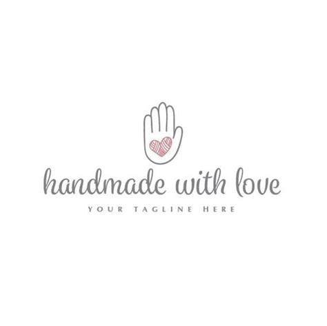 The Handmade With Love Logo Is Shown In Grey And Pink On A White