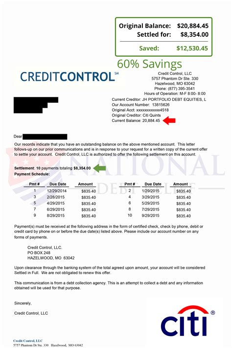 debt settlement letters