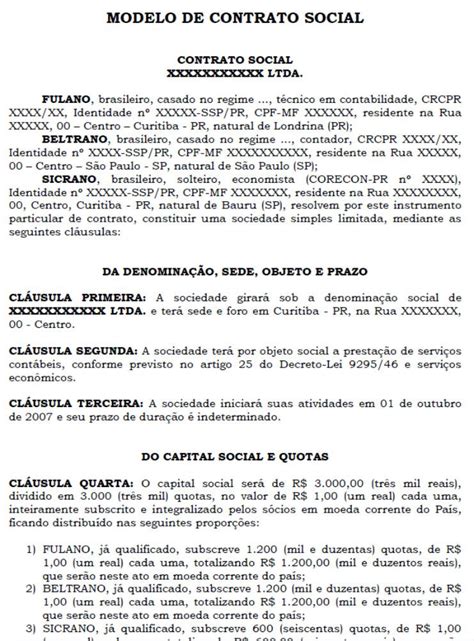 Modelo De Contrato Social Baixe De Graça Contrato Social Social