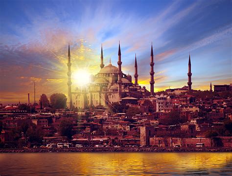 Photo Istanbul Sultan Ahmed Mosque Palace Turkey Sky Sunrise And
