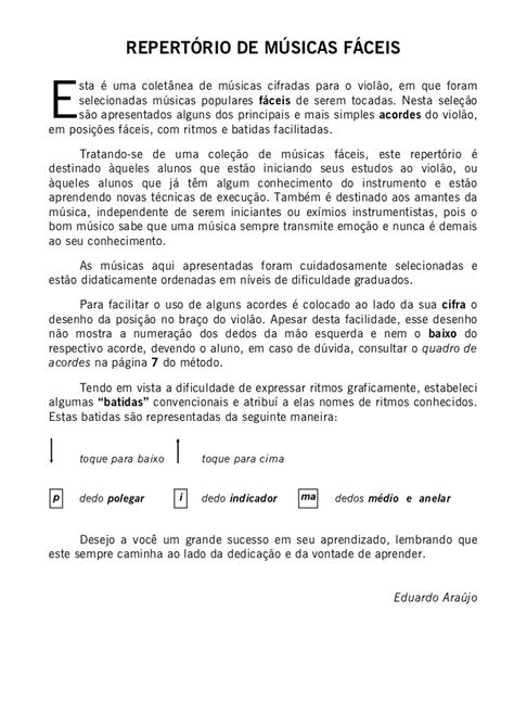 Projeto educativo com idosos, desenvolvido em 5 municípios da região nordeste do estado de são paulo, brasil. Musicas cifradas faceis 01