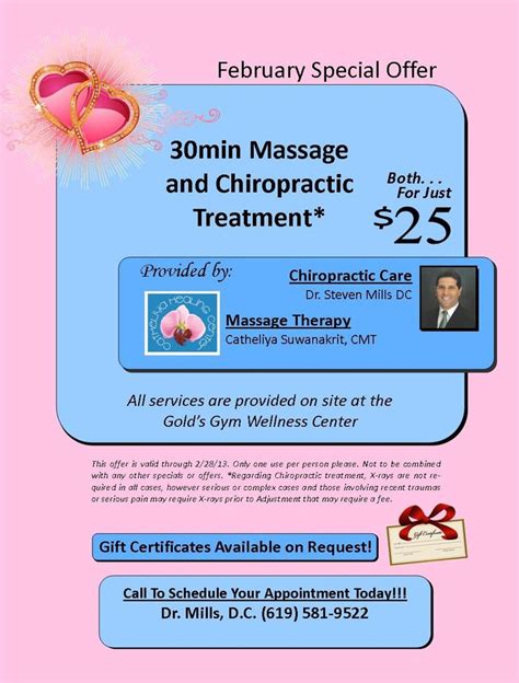 February Special Chiropractic Care Massage Therapy Wellness Center