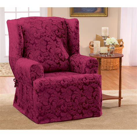 Switch up your dining room decor with these sleek and stylish chair slipcovers, and transform your dining furniture for a whole new look! Sure Fit Scroll Classic Wing Chair T Cushion Skirted ...