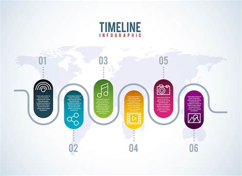 Timeline Infographic World Red De Redes Sociales Vector Premium
