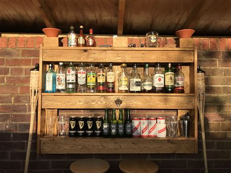 My Handmade Diy Reclaimed Wood Pallet Garden Bar Project Rustic Shelf 😁