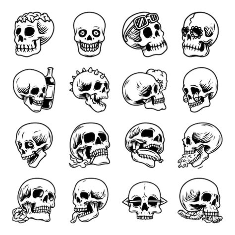 Premium Vector Skull Hand Drawn Vector Set