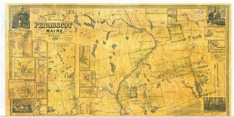 Penobscot County Maine 1859 Laminated Old Wall Map Reprint Etsy In