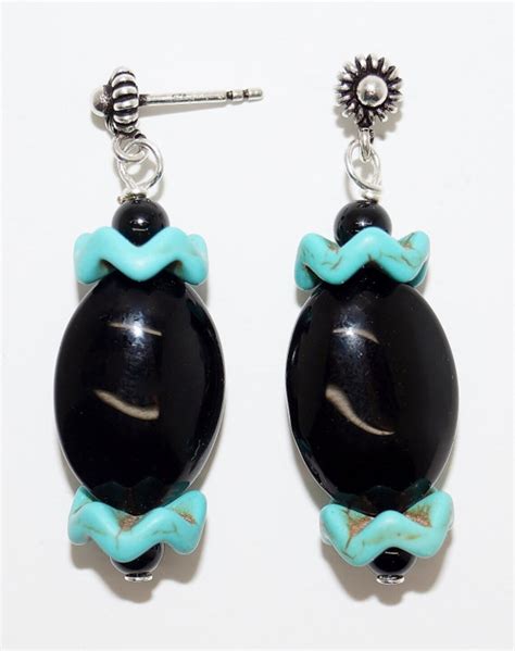 Black Onyx And Turquoise Sterling Silver Handmade Statement Etsy