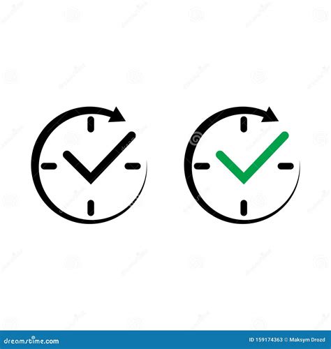 Check Mark Clock Icon Tick In Clock Icon Stock Illustration