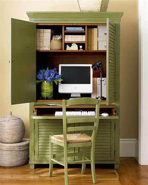 Don't think you have the extra space for a home office? green cupboard home office design ideas for small spaces