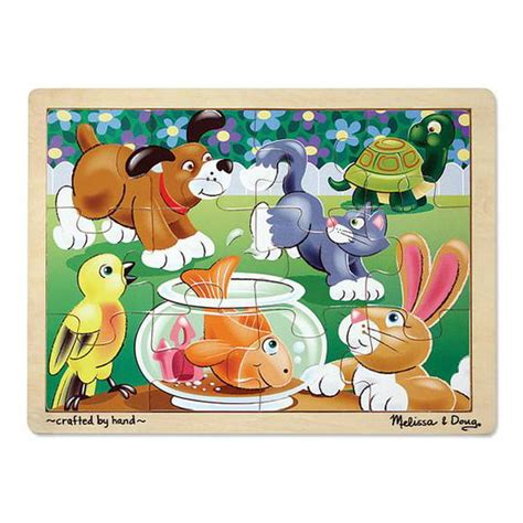 Melissa And Doug Pets Wooden Jigsaw Puzzle With Storage Tray 12 Pcs