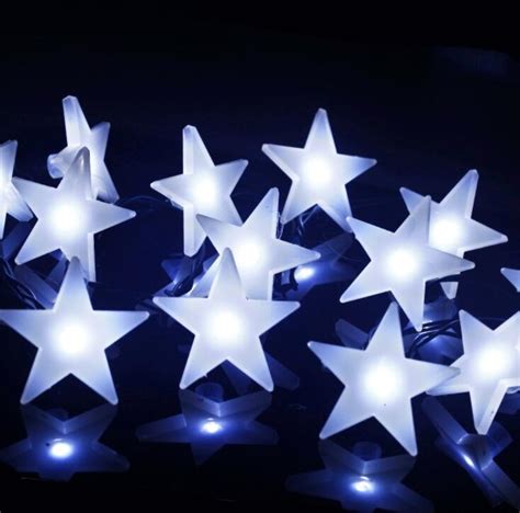 Led Solar White Five Pointed Star Light String Christmas Yard Lights