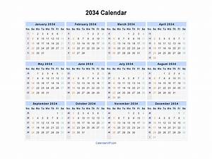 2034 Calendar Blank Printable Calendar Template In Pdf Word Excel