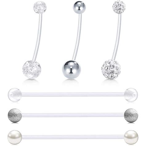 6 Styles 14g 18mmand32mm Pregnancy Maternity Flexible Bioplast Long Belly Button Rings Navel