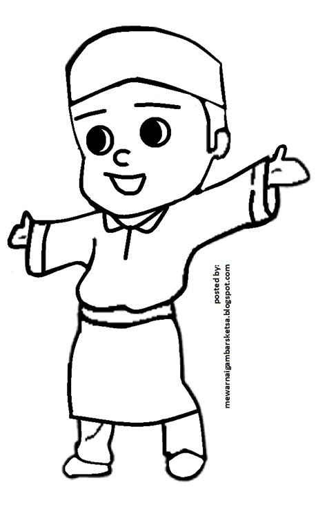 Mewarnai gambar kartun anak muslim 34 | alqur'anmulia. Mewarnai Gambar: Mewarnai Gambar Sketsa Kartun Anak Muslim 33