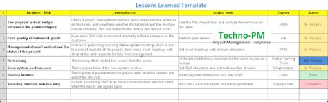 Lessons Learned Template Excel Download Lessons Learned Project