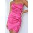 Hot Pink Satin Bandeau Ruched Mini Dress  Missguided