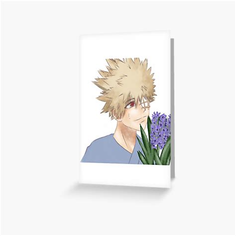 White Anime Boy Bokunohero Bakugou Greeting Card By Smilingfacadee