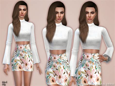 Two Piece Floral Dress By Black Lily At Tsr Sims 4 Updates