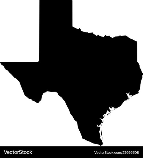Texas State Of Usa Solid Black Silhouette Map Vector Image