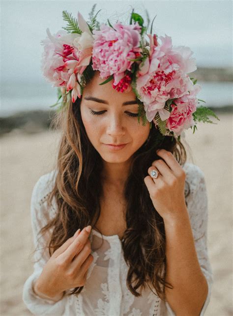 stunning surprise beach proposal flowers in hair floral crown crown hairstyles