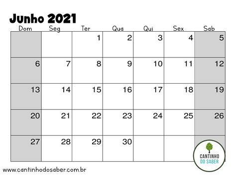 Calendario De Junho 2021 Atividades Para A Educação Infantil