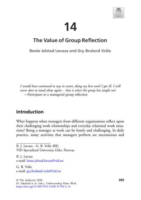 Pdf The Value Of Group Reflection