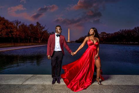 Couple Posing Red Formal Dress Poses