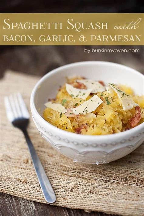 Roasted Spaghetti Squash With Bacon Garlic And Parmesan